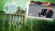 Das Themenbild zur Comedyrubrik "Neulich im Bundestag" zeigt eine Collage aus dem Brandenburgertor, dem Bundesadler sowie einem Foto von Sigmar Gabriel. © NDR /  picture alliance / dpa / Foto: Screenshot