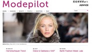 Startseite des Modeblogs "Modepilot".  