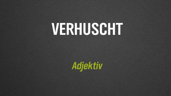 Ein selten verwendetes deutsches Wort steht auf grauem Hintergrund geschrieben: "verhuscht". © NDR/N-JOY 