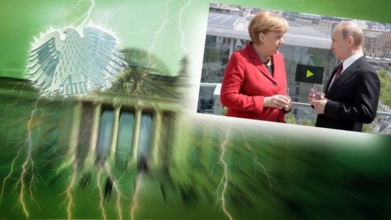 Bildmontage: Merkel und Putin auf der Dachterasse - gepaart mit dem Themenbild zu "Neu im Bundestag". © NDR /  picture alliance / dpa / Foto: Screenshot