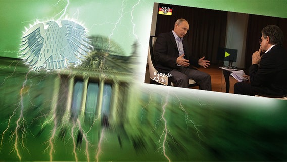 Bildmontage: Putin beim Interview - gepaart mit dem Themenbild zu "Neu im Bundestag". © NDR /  picture alliance / dpa / Foto: Screenshot