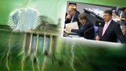 Das Themenbild zur Comedyrubrik "Neulich im Bundestag" zeigt eine Collage aus dem Brandenburgertor, dem Bundesadler sowie Sigmar Gabriel. © NDR /  picture alliance / dpa / Foto: Screenshot