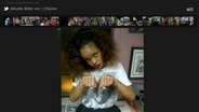 Rihanna präsentiert ihren Fans auf Twitter ihr neues Tattoo: "Thug Life" © NDR Foto: Screenshot