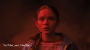 Ein Screenshot aus einem Trailer zeigt eine Figur aus der Serie "Stranger Things", die ängstlich in die Kamera schaut. © YouTube/Netflix Deutschland, Österreich und Schweiz Foto: Screenshot