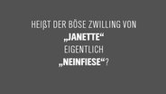 Zu sehen ist eine Texttafel mit der Aufschrift: "Heißt der böse Zwilling von "Janette" eigentlich "Neinfiese"? © NDR Foto: Montage