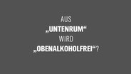 Zu sehen ist eine Texttafel mit der Aufschrift: "Aus "untenrum" wird "obenalkoholfrei"?" © NDR Foto: Montage