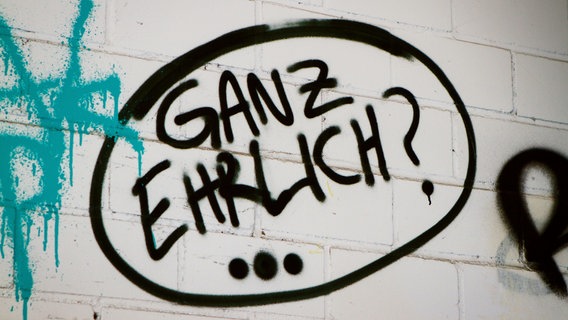 Zu sehen ist ein Grafitti mit dem Schriftzug "Ganz ehrlich?" © picture alliance/chromorange Foto: Martin Schröder