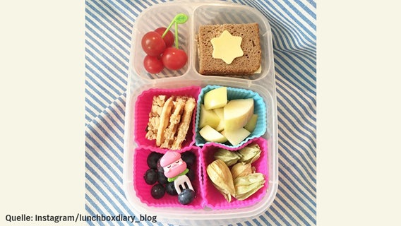Zu sehen ist eine sehr lecker aussehende gefüllte Brotdose. © lunchboxdiary_blog Foto: Screenshot: https://www.instagram.com/p/BFifwzZjHsA/?taken-by=lunchboxdiary_blog