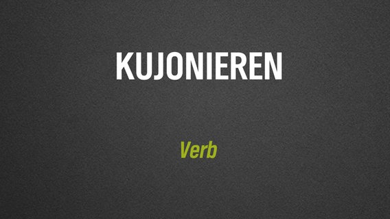 Ein selten verwendetes deutsches Wort steht auf grauem Hintergrund geschrieben: "kujonieren". © NDR/N-JOY 
