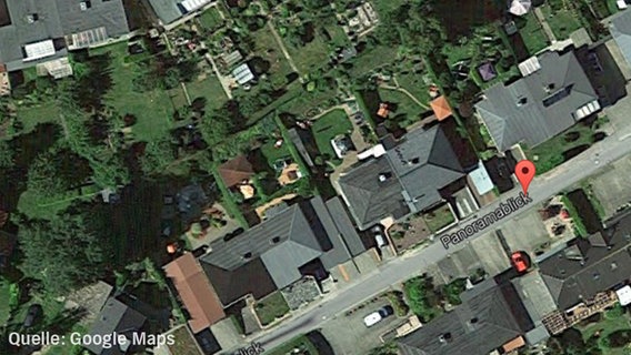 Ein Ausschnitt von Google Maps zeigt die Straße "Panoramablick" in Bergen auf Rügen. © Google Maps 