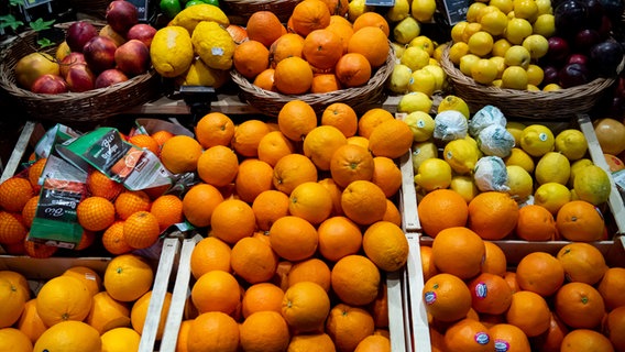 Zitrusfrüchte in einem Supermarktregal. © picture alliance/Sven Hoppe/dpa Foto: Sven Hoppe