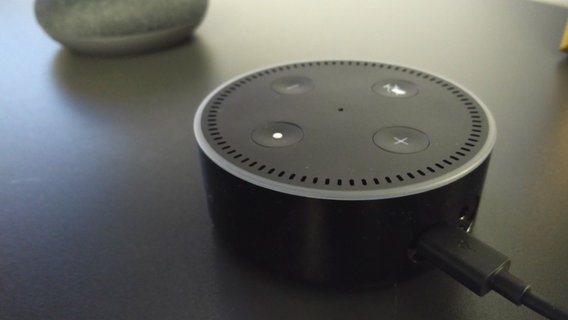 Amazons Smart-Home-Box Echo Dot steht auf einem Regal. © N-JOY Foto: Eva Köhler
