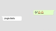 Das Bild zeigt einen Whatsappchat, in dem unter anderem ein Noten- und Glocken-Emoji zu sehen sind. In einer weiteren Nachricht steht "Jingle Bells". © Android/Google Foto: Screenshot