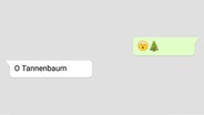 Das Bild zeigt einen Whatsappchat, in dem unter anderem ein Smiley- und ein Weihnachtsbaum-Emoji zu sehen sind. In einer weiteren Nachricht steht "O Tannenbaum". © Android/Google Foto: Screenshot