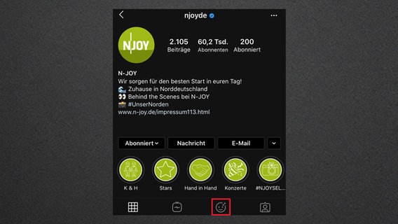 Ein Screenshot des N-JOY Instagram-Profils. © Instagram/N-JOY Foto: Screenshot