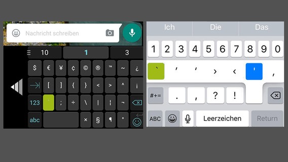 Android- und iOS-Tastatur: Hier versteckt sich das Accent Grave. © N-JOY Foto: Screenshot
