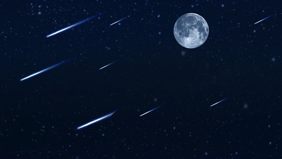Sternschnuppen und der Mond am nächtlichen Himmel © fotolia.com Foto: Sergiogen